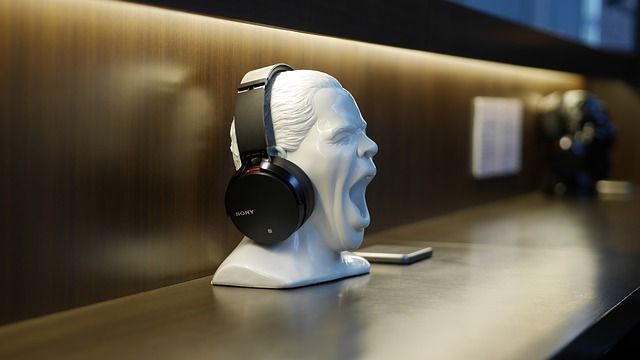 rzeźba twarzy ze słuchawkami